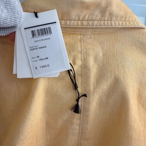 Isabel Marant Pale Yellow Denim Jacket with Contrast Stitching - Picture 9 of 10